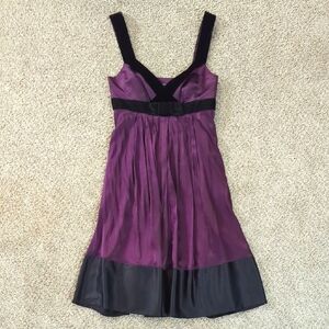Banana Republic Purple Silk Black Velvet Babydoll Dress Size 2